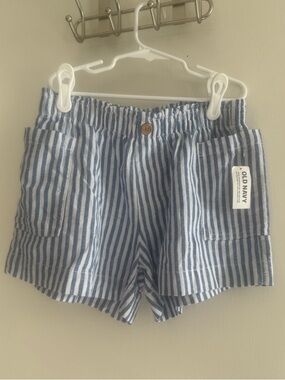 NWT Old Navy Blue and White Striped Elastic-Waist Shorts Girls Size L (10-12)